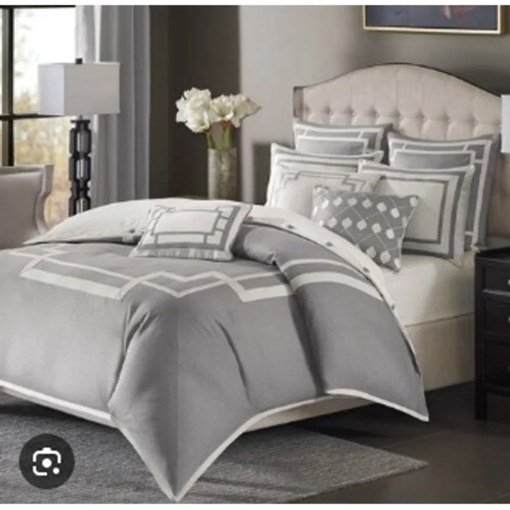 Madison Park Signature Savoy Grey Jacquard Lined Duvet Full/Queen 94x90